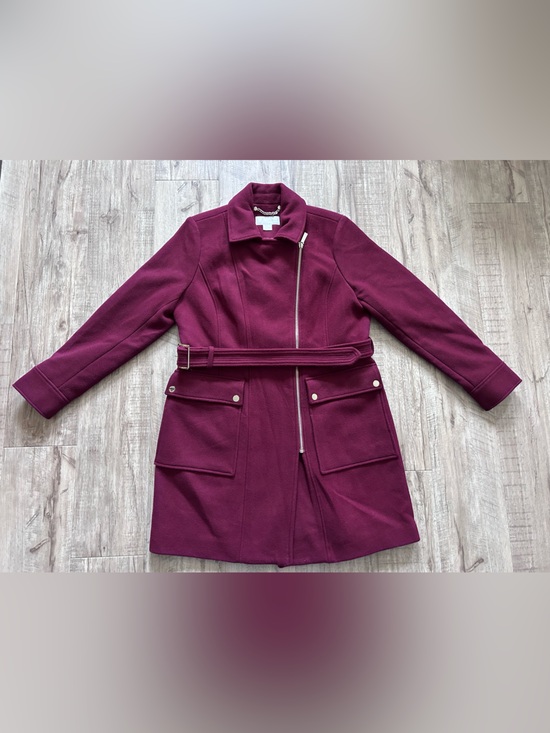 MICHAEL Michael Kors Jackets & Blazers - MICHAEL Michael Kors Burgundy Wool-Blend Pea Coat with Belt winter
